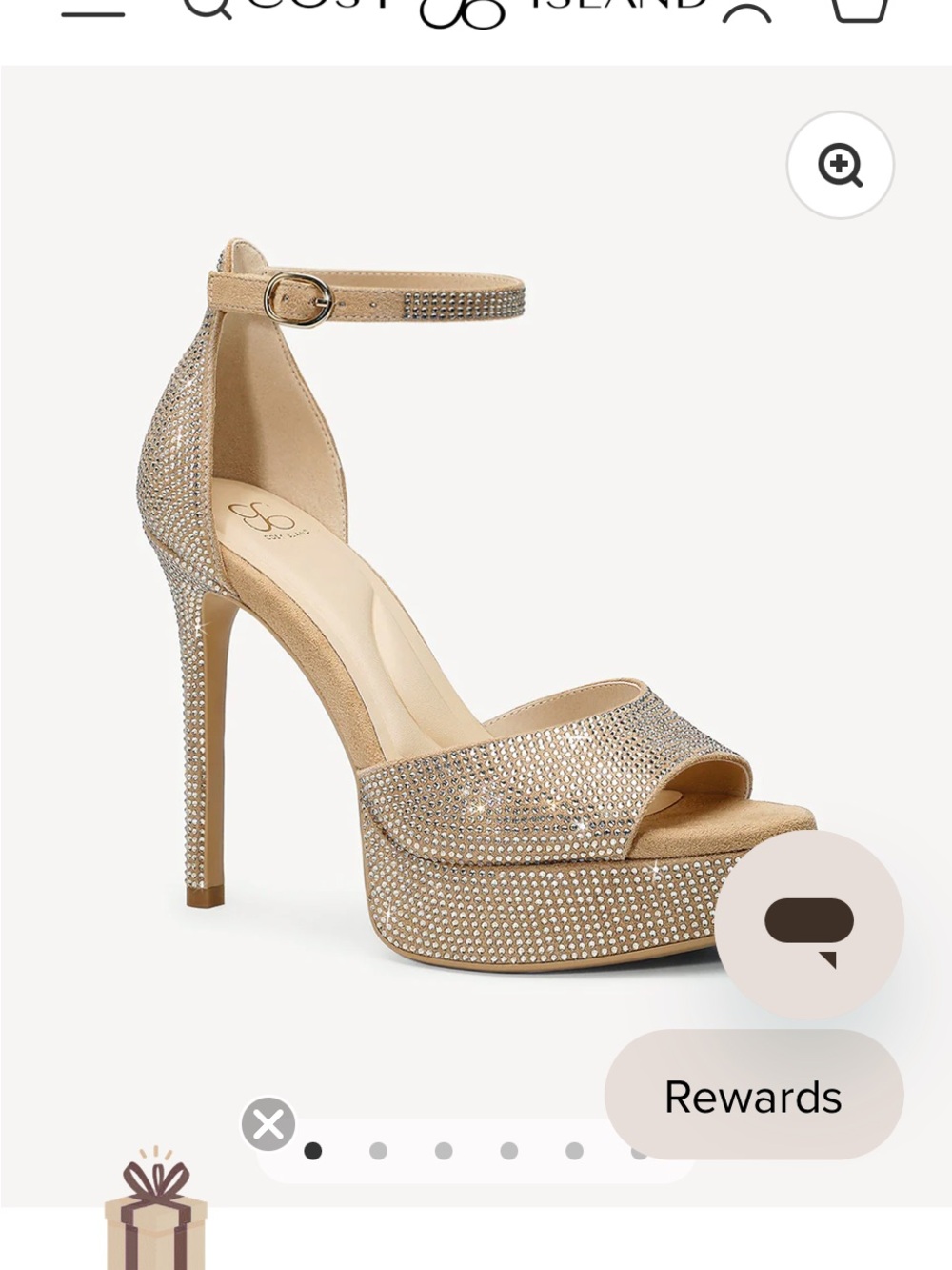 Platform Ankle-Strap Heels with Crystal Embellishment - Nude